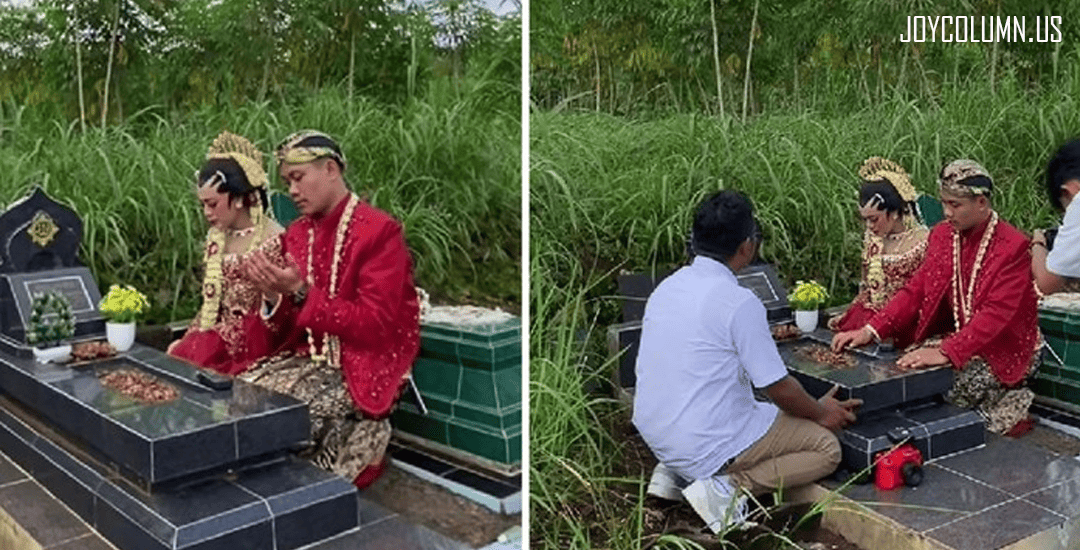 Viral Wanita Berbaju Pengantin Jawa Foto di Kuburan